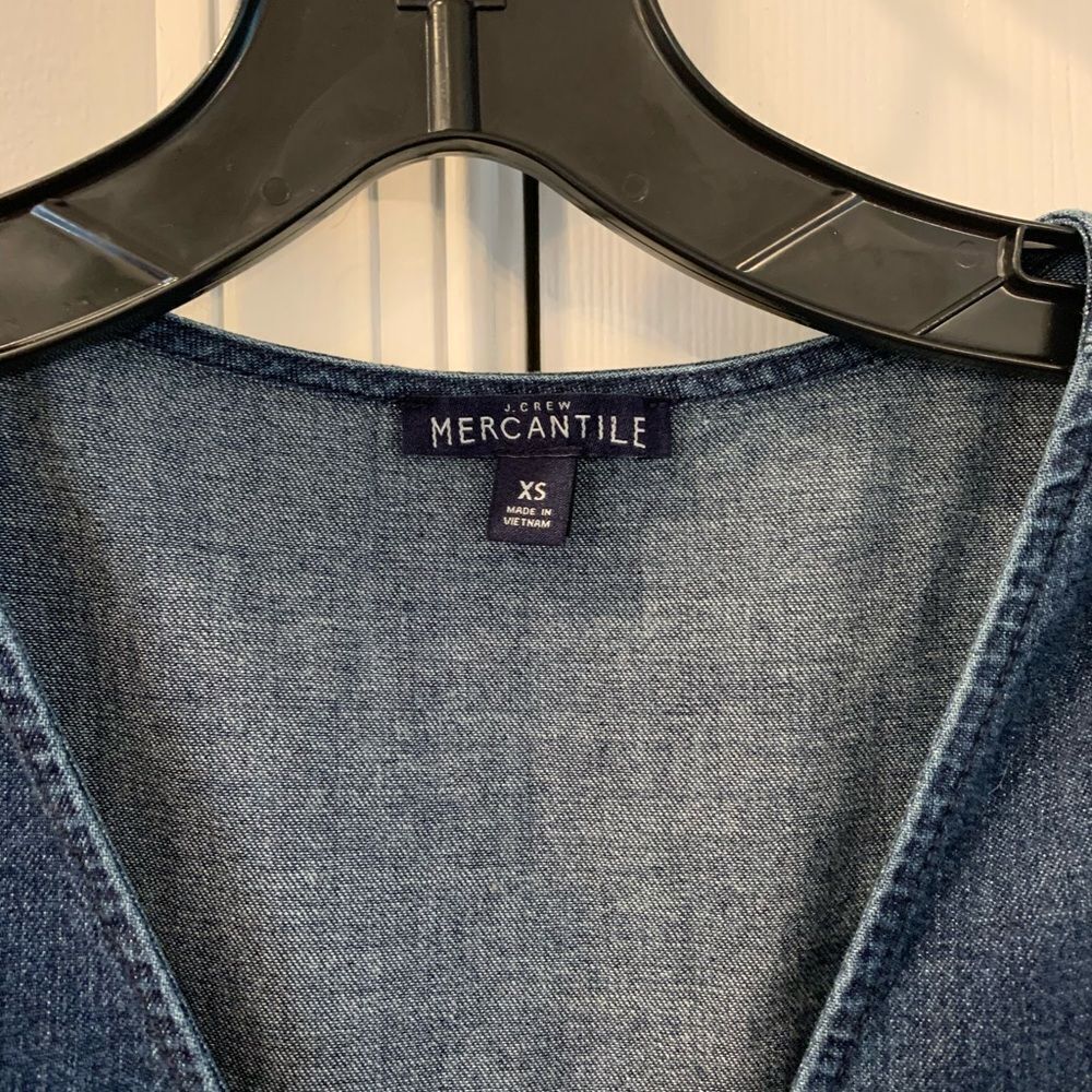 J. Crew Denim Ruffle Mini Dress sz XS - Picture 4 of 5